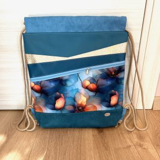 Nahrbtnik s špago - moder, veliki cvetovi