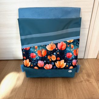 Nahrbtnik s špago - moder, tulipani