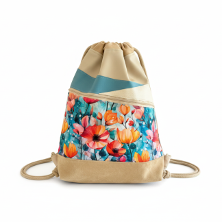 Nahrbtnik s špago - bež, mak